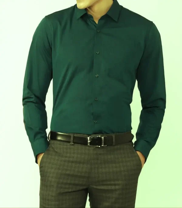 MEN SLIM FIT FORMAL FULL SLEEVE SHIRT Cotton color Green